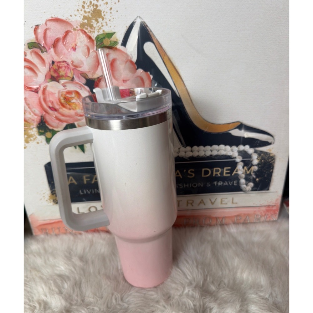Stanley Adventure Quencher H2.0 FlowState 40oz Tumbler White Pink Ombre Gradient - Picture 4 of 5